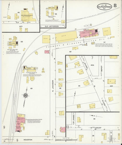 Sanborn Fire Insurance Map from Sulphur Springs, Hopkins County, Texas (1915), Sheet #0008 - Complete Map Set gallery image, historic Sanborn map, vintage wall art, Texas Texas