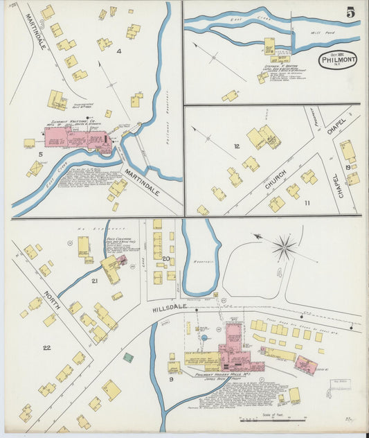Sanborn Fire Insurance Map from Philmont, Columbia County, New York (1892), Sheet #0005 - Historic Sanborn Fire Insurance Map Print, vintage old map wall art, antique decor, genealogy gift, New York New York map