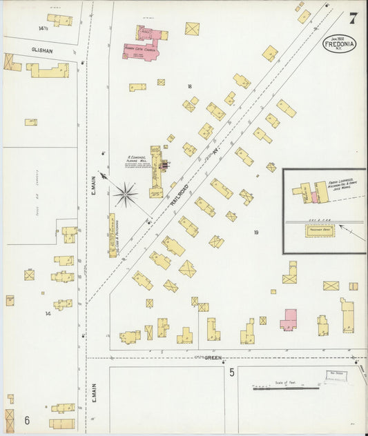 Sanborn Fire Insurance Map from Fredonia, Chautauqua County, New York (1902), Sheet #0007 - Historic Sanborn Fire Insurance Map Print, vintage old map wall art, antique decor, genealogy gift, New York New York map
