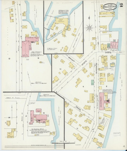Sanborn Fire Insurance Map from Westport, Fairfield County, Connecticut (1896), Sheet #0002 - Historic Sanborn Fire Insurance Map Print, vintage old map wall art, antique decor, genealogy gift, Connecticut Connecticut map