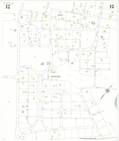 Sanborn Fire Insurance Map from Bellefonte, New Castle County, Delaware (1936), Sheet #0012 - Complete Map Set gallery image, historic Sanborn map, vintage wall art, Delaware Delaware