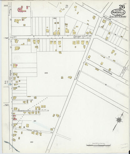 Sanborn Fire Insurance Map from Huntsville, Madison County, Alabama (1921), Sheet #0026 - Complete Map Set gallery image, historic Sanborn map, vintage wall art, Alabama Alabama