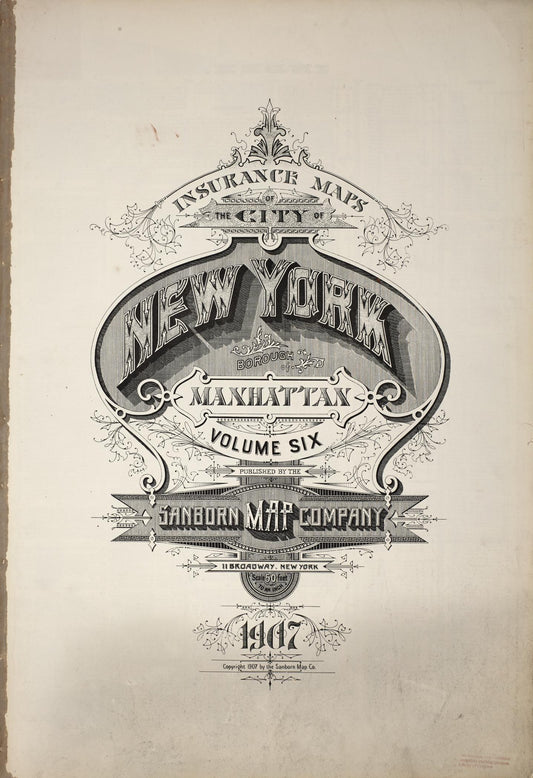 Sanborn Fire Insurance Map from New York, Bronx, Manhattan, New York (1907), Sheet #0001 - Historic Sanborn Fire Insurance Map Print, vintage old map wall art, antique decor, genealogy gift, New York New York map