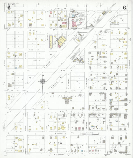 Sanborn Fire Insurance Map from Fort Stockton, Pecos County, Texas (1946), Sheet #0006 - Historic Sanborn Fire Insurance Map Print, vintage old map wall art, antique decor, genealogy gift, Texas Texas map