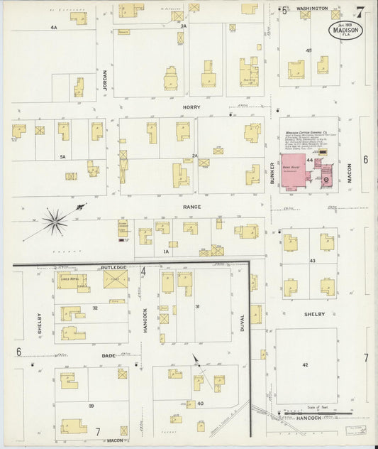 Sanborn Fire Insurance Map from Madison, Madison County, Florida (1909), Sheet #0007 - Historic Sanborn Fire Insurance Map Print, vintage old map wall art, antique decor, genealogy gift, Florida Florida map