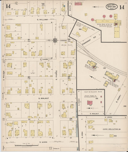 Sanborn Fire Insurance Map from Bryan, Williams County, Ohio (1923), Sheet #0014 - Complete Map Set gallery image, historic Sanborn map, vintage wall art, Ohio Ohio
