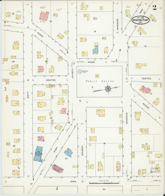 Sanborn Fire Insurance Map from Mineral Point, Iowa County, Wisconsin (1915), Sheet #0002 - Historic Sanborn Fire Insurance Map Print, vintage old map wall art, antique decor, genealogy gift, Wisconsin Wisconsin map