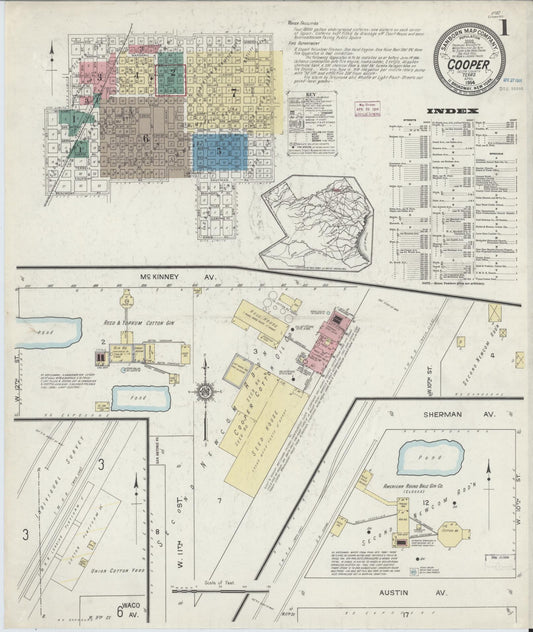 Sanborn Fire Insurance Map from Cooper, Delta County, Texas (1914), Sheet #0001 - Complete Map Set gallery image, historic Sanborn map, vintage wall art, Texas Texas