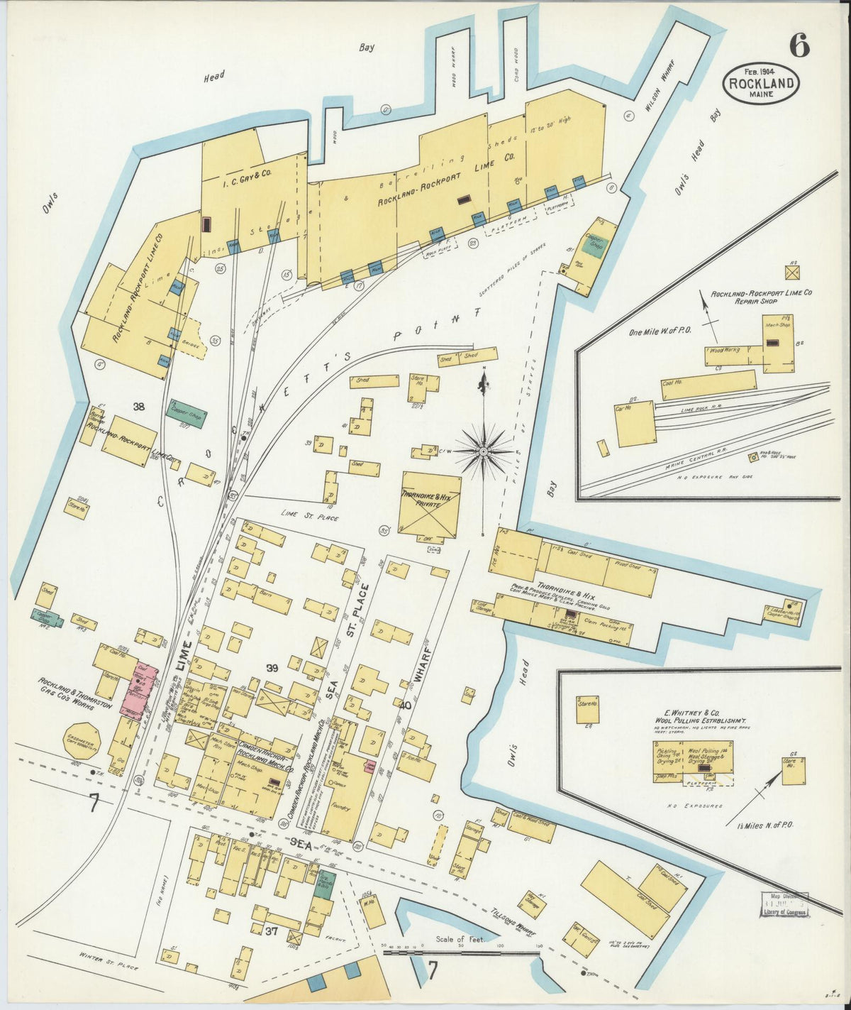 Sanborn Fire Insurance Map from Rockland, Knox County, Maine (1904), Sheet #0006 - Complete Map Set gallery image, historic Sanborn map, vintage wall art, Maine Maine