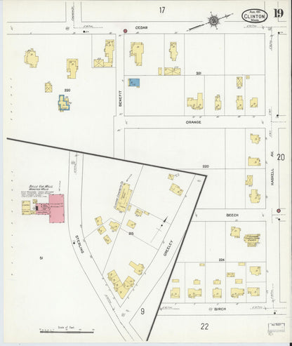 Sanborn Fire Insurance Map from Clinton, Worcester County, Massachusetts (1911), Sheet #0019 - Historic Sanborn Fire Insurance Map Print, vintage old map wall art, antique decor, genealogy gift, Massachusetts Massachusetts map
