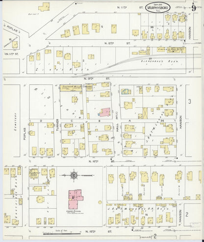 Sanborn Fire Insurance Map from Murphysboro, Jackson County, Illinois (1914), Sheet #0009 - Complete Map Set gallery image, historic Sanborn map, vintage wall art, Illinois Illinois
