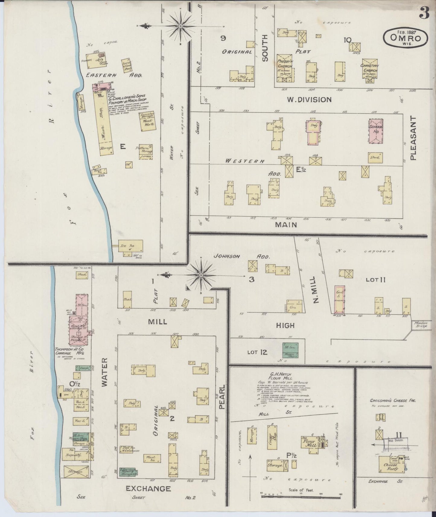 Sanborn Fire Insurance Map from Omro, Winnebago County, Wisconsin (1887), Sheet #0003 - Complete Map Set gallery image, historic Sanborn map, vintage wall art, Wisconsin Wisconsin