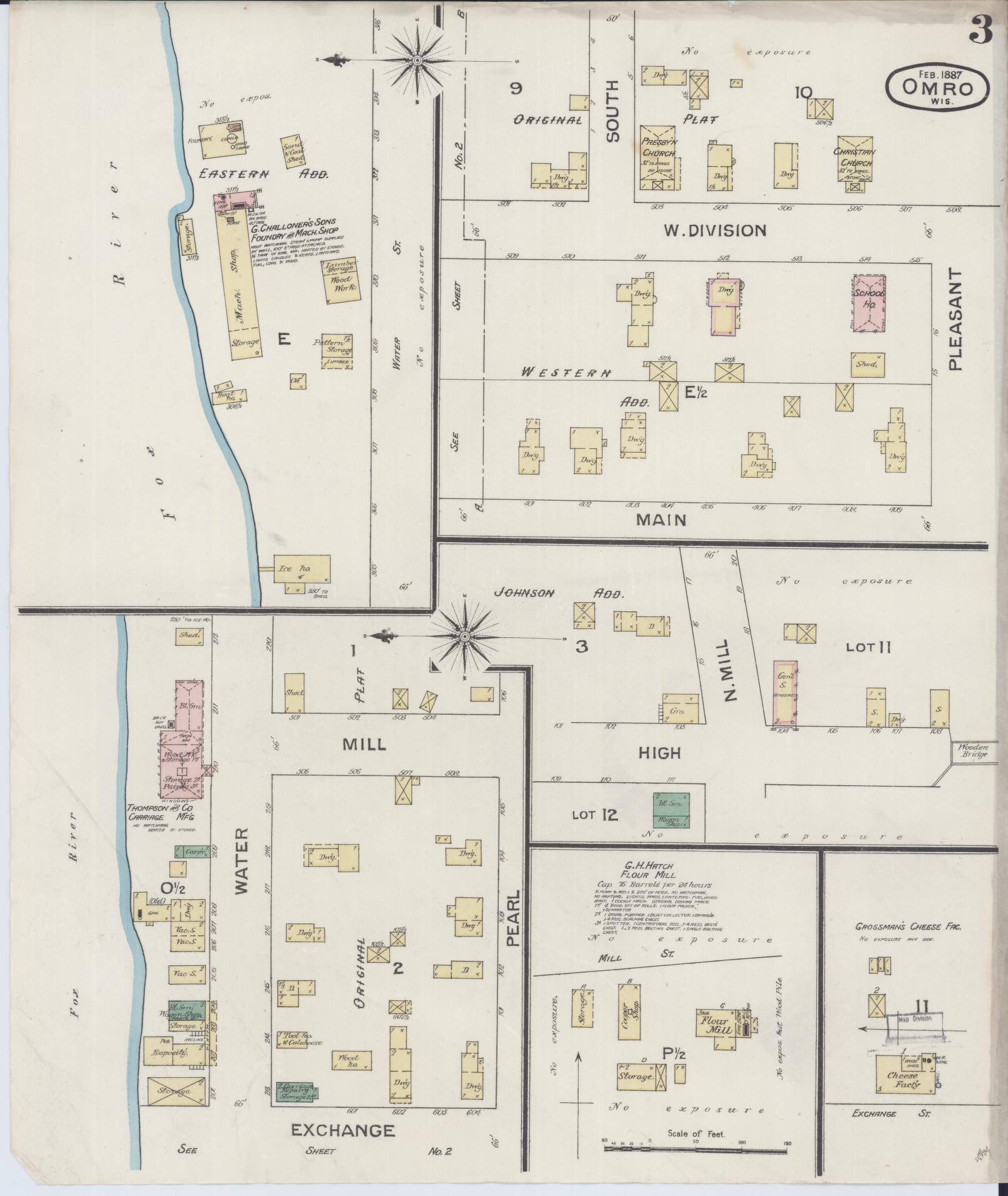 Sanborn Fire Insurance Map from Omro, Winnebago County, Wisconsin (1887), Sheet #0003 - Complete Map Set gallery image, historic Sanborn map, vintage wall art, Wisconsin Wisconsin