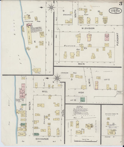 Sanborn Fire Insurance Map from Omro, Winnebago County, Wisconsin (1887), Sheet #0003 - Complete Map Set gallery image, historic Sanborn map, vintage wall art, Wisconsin Wisconsin