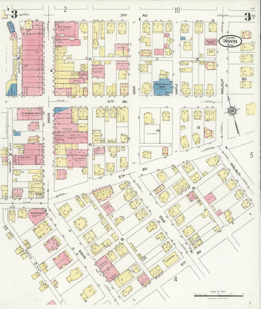 Sanborn Fire Insurance Map from Irwin, Westmoreland County, Pennsylvania (1925), Sheet #0003 - Historic Sanborn Fire Insurance Map Print, vintage old map wall art, antique decor, genealogy gift, Pennsylvania Pennsylvania map