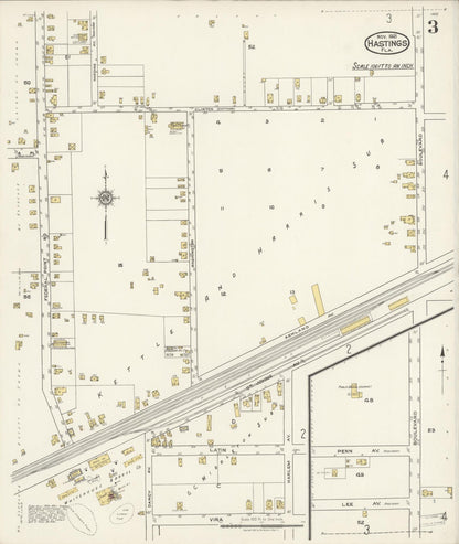 Sanborn Fire Insurance Map from Hastings, St. Johns County, Florida (1921), Sheet #0003 - Historic Sanborn Fire Insurance Map Print, vintage old map wall art, antique decor, genealogy gift, Florida Florida map