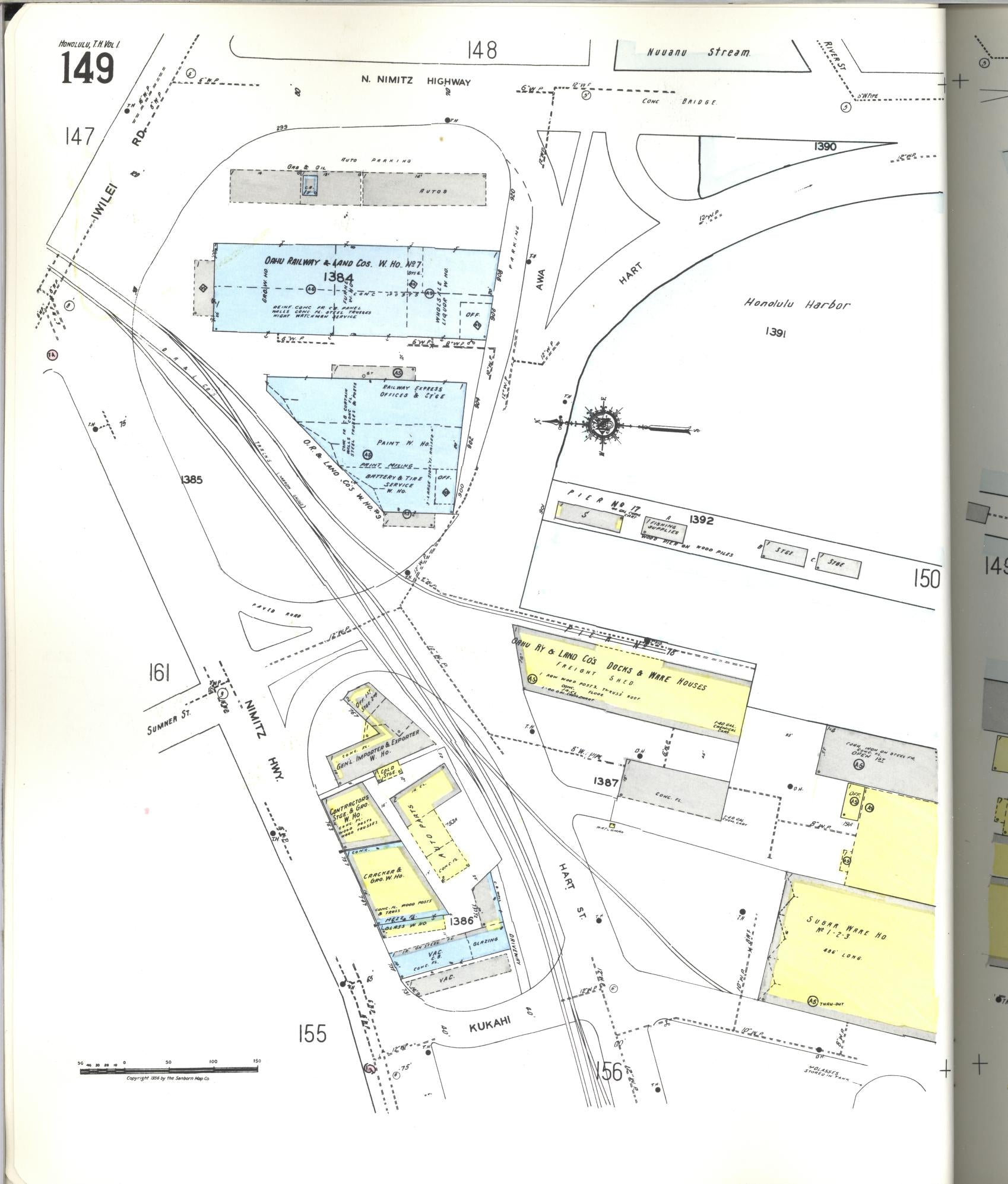 Sanborn Fire Insurance Map from Honolulu, Oahu County, Hawaii (1955), Sheet #0149 - Historic Sanborn Fire Insurance Map Print