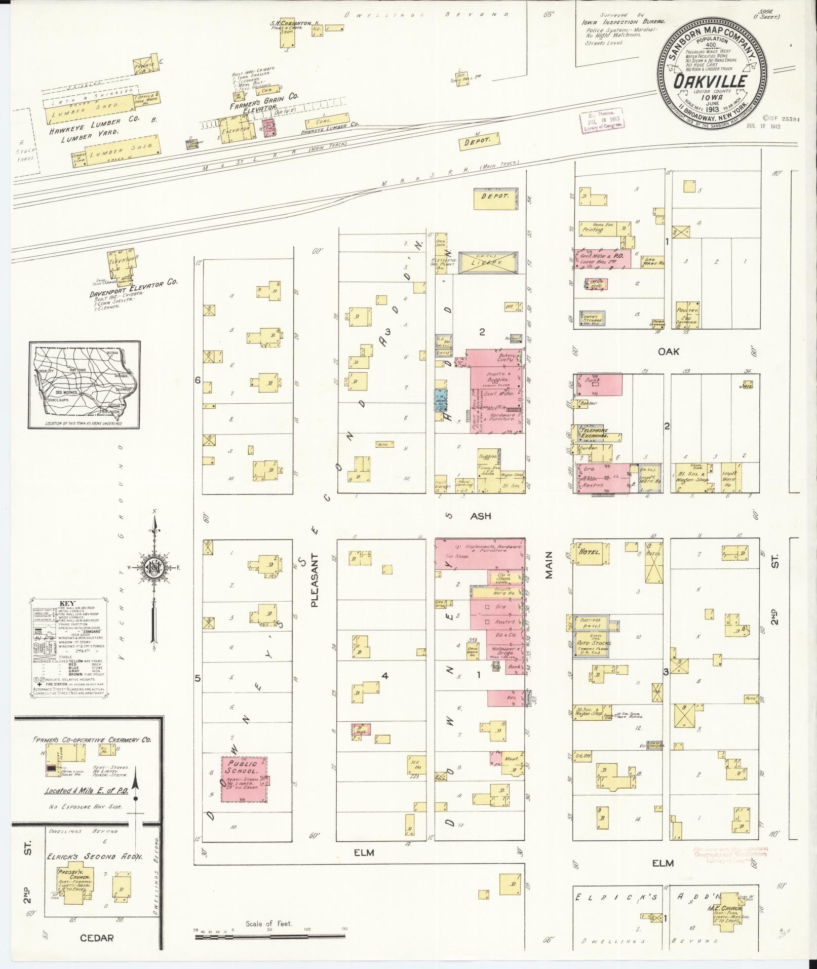 Sanborn Fire Insurance Map from Oakville, Louisa County, Iowa. (1913) – Map View