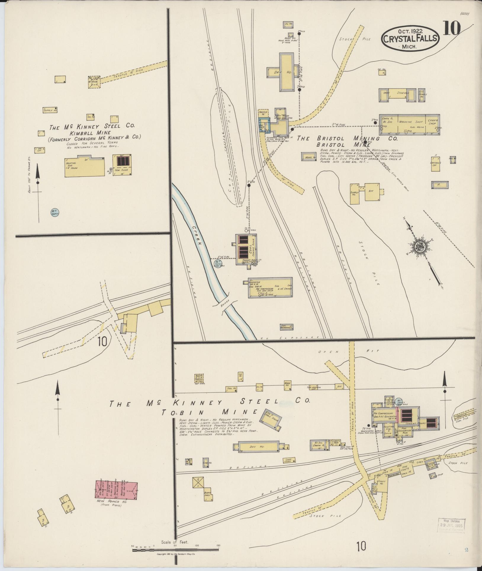 Sanborn Fire Insurance Map from Crystal Falls, Iron County, Michigan (1922), Sheet #0010 - Complete Map Set gallery image, historic Sanborn map, vintage wall art, Michigan Michigan