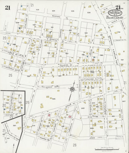 Sanborn Fire Insurance Map from Freeport, Nassau County, New York (1925), Sheet #0021 - Historic Sanborn Fire Insurance Map Print, vintage old map wall art, antique decor, genealogy gift, New York New York map