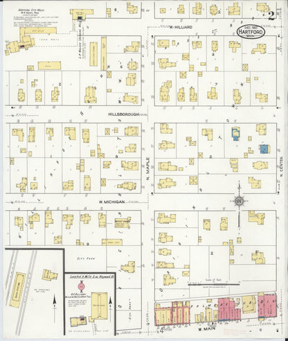 Sanborn Fire Insurance Map from Hartford, Van Buren County, Michigan (1921), Sheet #0002 - Complete Map Set gallery image, historic Sanborn map, vintage wall art, Michigan Michigan