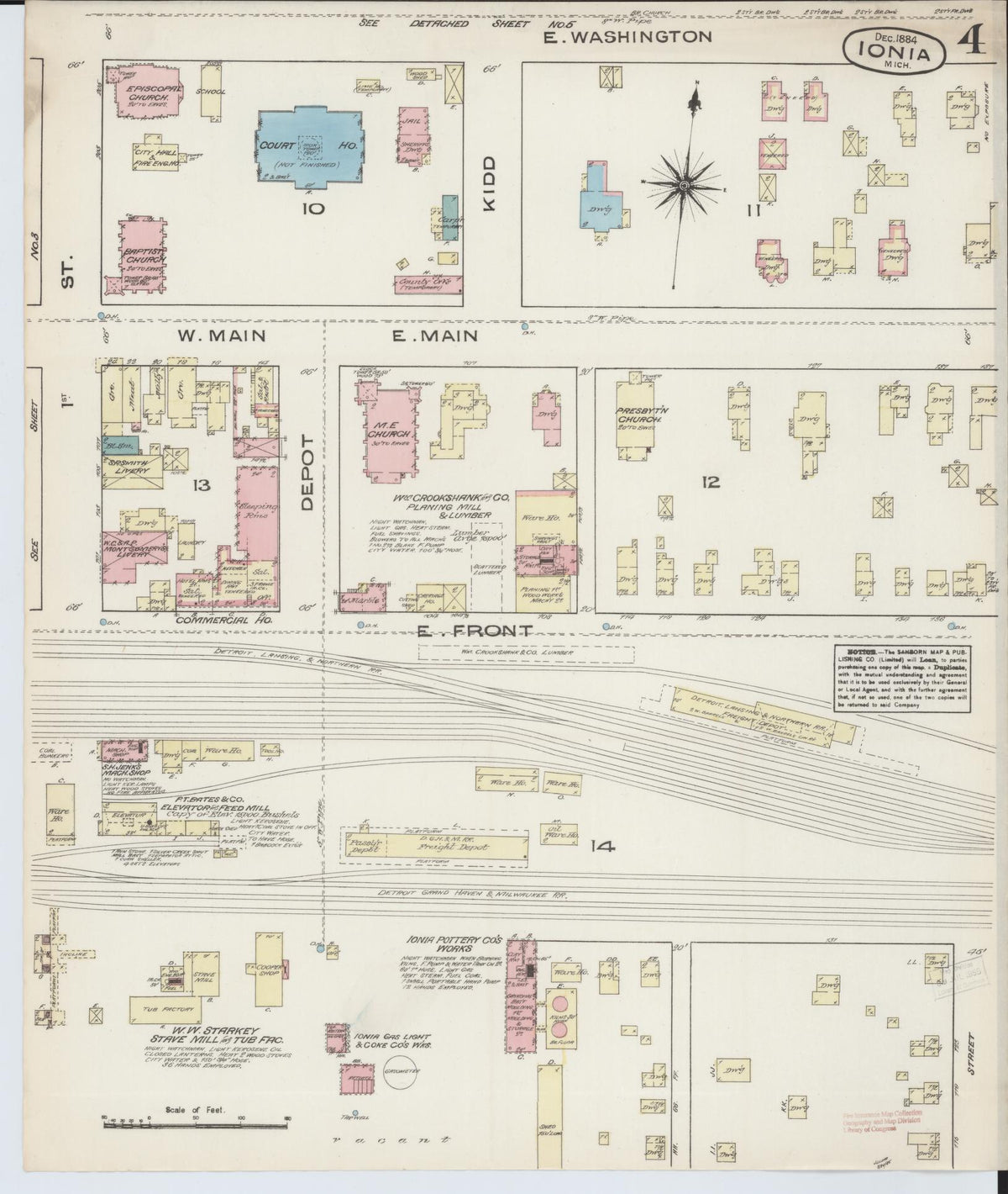 Sanborn Fire Insurance Map from Ionia, Ionia County, Michigan (1884), Sheet #0004 - Complete Map Set gallery image, historic Sanborn map, vintage wall art, Michigan Michigan