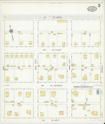 Sanborn Fire Insurance Map from Quanah, Hardeman County, Texas (1915), Sheet #0003 - Historic Sanborn Fire Insurance Map Print, vintage old map wall art, antique decor, genealogy gift, Texas Texas map