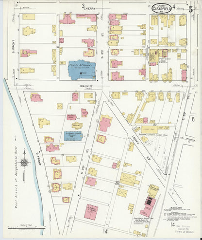 Sanborn Fire Insurance Map from Clearfield, Clearfield County, Pennsylvania (1917), Sheet #0005 - Historic Sanborn Fire Insurance Map Print, vintage old map wall art, antique decor, genealogy gift, Pennsylvania Pennsylvania map