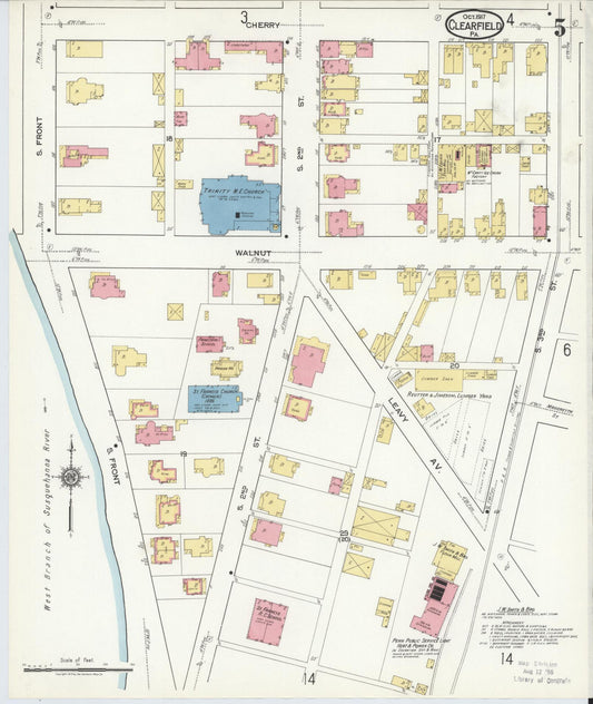 Sanborn Fire Insurance Map from Clearfield, Clearfield County, Pennsylvania (1917), Sheet #0005 - Historic Sanborn Fire Insurance Map Print, vintage old map wall art, antique decor, genealogy gift, Pennsylvania Pennsylvania map
