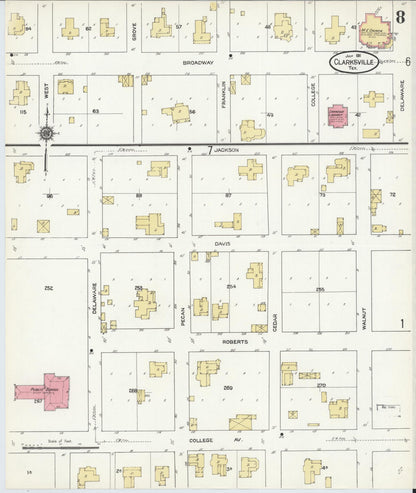 Sanborn Fire Insurance Map from Clarksville, Red River County, Texas (1911), Sheet #0008 - Complete Map Set gallery image, historic Sanborn map, vintage wall art, Texas Texas