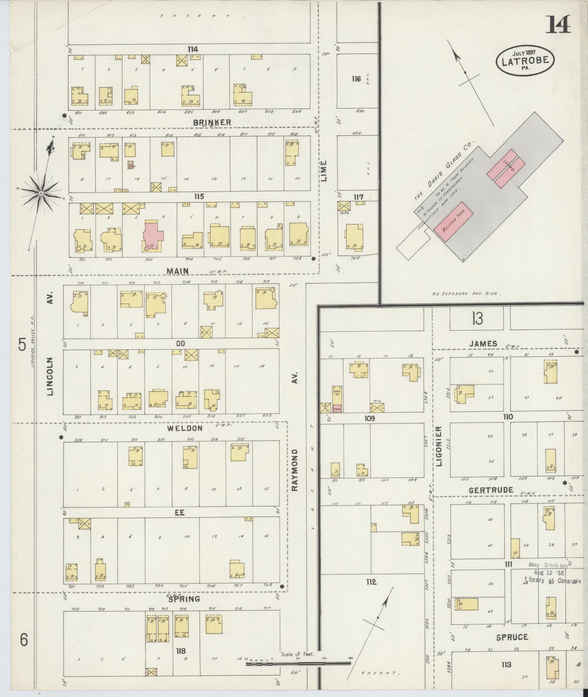 Sanborn Fire Insurance Map from Latrobe, Westmoreland County, Pennsylvania (1897), Sheet #0014 - Complete Map Set gallery image, historic Sanborn map, vintage wall art, Pennsylvania Pennsylvania