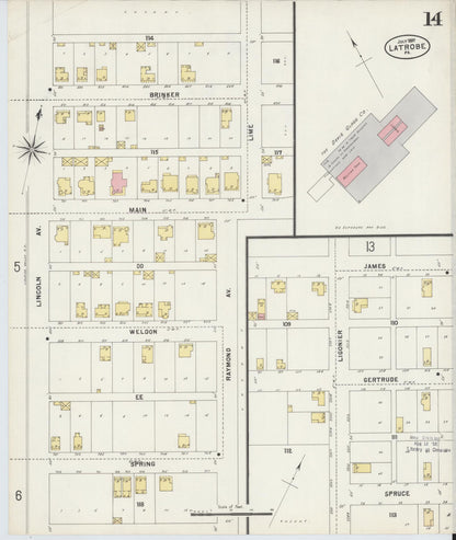 Sanborn Fire Insurance Map from Latrobe, Westmoreland County, Pennsylvania (1897), Sheet #0014 - Complete Map Set gallery image, historic Sanborn map, vintage wall art, Pennsylvania Pennsylvania