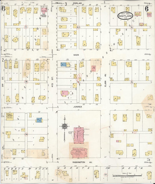 Sanborn Fire Insurance Map from Scotland, Bon Homme County, South Dakota (1935), Sheet #0006 - Historic Sanborn Fire Insurance Map Print, vintage old map wall art, antique decor, genealogy gift, South Dakota South Dakota map