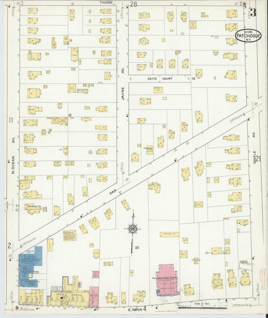 Sanborn Fire Insurance Map from Patchogue, Suffolk County, New York (1916), Sheet #0003 - Historic Sanborn Fire Insurance Map Print, vintage old map wall art, antique decor, genealogy gift, New York New York map