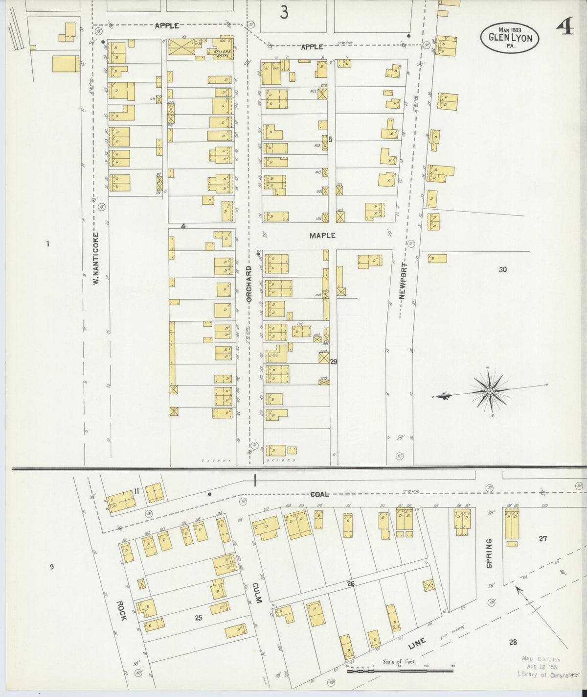 Sanborn Fire Insurance Map from Glen Lyon, Luzerne County, Pennsylvania (1903), Sheet #0004 - Complete Map Set gallery image, historic Sanborn map, vintage wall art, Pennsylvania Pennsylvania