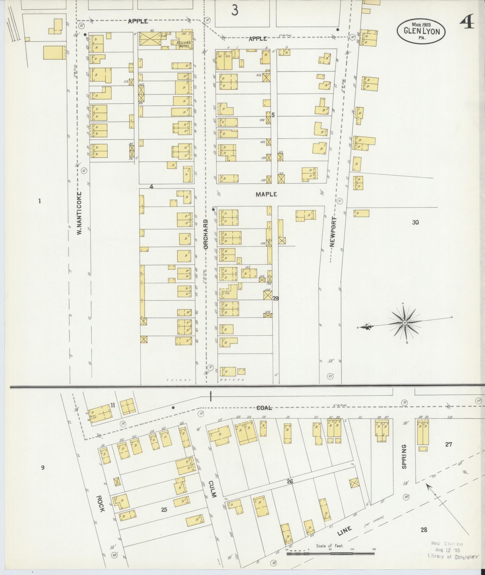 Sanborn Fire Insurance Map from Glen Lyon, Luzerne County, Pennsylvania (1903), Sheet #0004 - Complete Map Set gallery image, historic Sanborn map, vintage wall art, Pennsylvania Pennsylvania