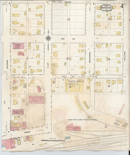 Sanborn Fire Insurance Map from Brooklyn, Poweshiek County, Iowa (1932), Sheet #0004 - Historic Sanborn Fire Insurance Map Print