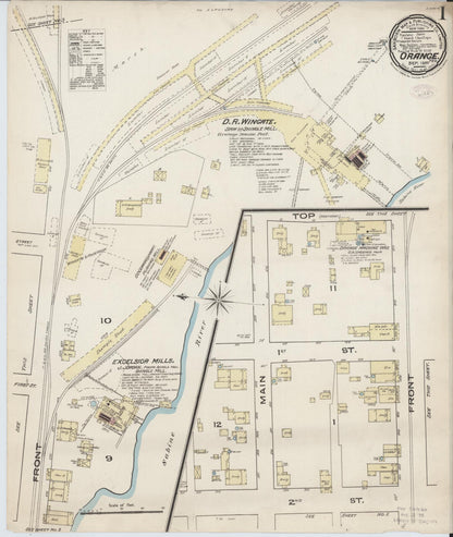 Sanborn Fire Insurance Map from Orange, Orange County, Texas (1885), Sheet #0001 - Historic Sanborn Fire Insurance Map Print, vintage old map wall art, antique decor, genealogy gift, Texas Texas map