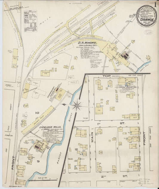 Sanborn Fire Insurance Map from Orange, Orange County, Texas (1885), Sheet #0001 - Historic Sanborn Fire Insurance Map Print, vintage old map wall art, antique decor, genealogy gift, Texas Texas map