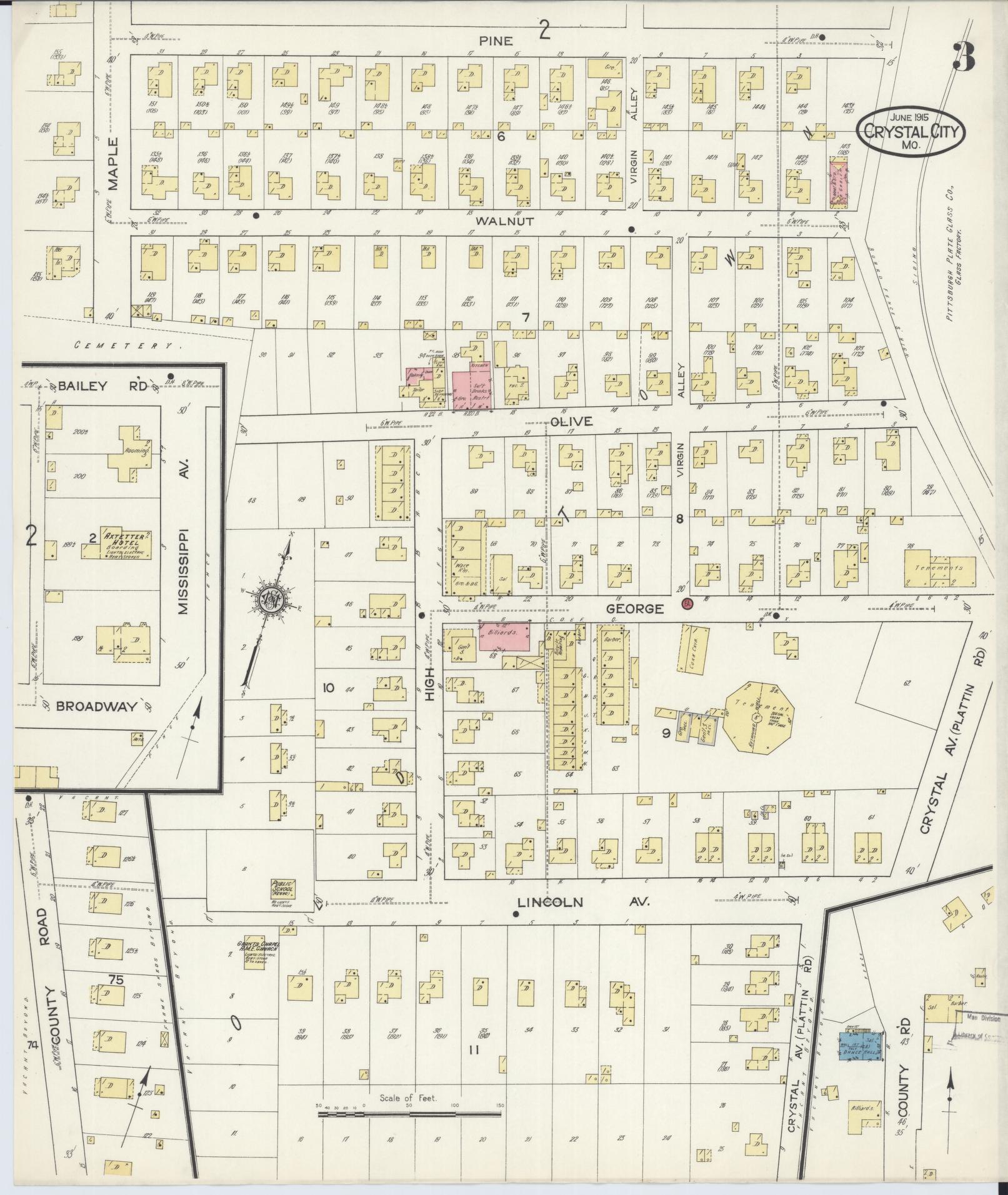 Sanborn Fire Insurance Map from Crystal City, Jefferson County, Missouri (1915), Sheet #0003 - Complete Map Set gallery image, historic Sanborn map, vintage wall art, Missouri Missouri