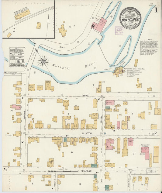 Sanborn Fire Insurance Map from Montgomery, Orange County, New York (1904), Sheet #0001 - Historic Sanborn Fire Insurance Map Print, vintage old map wall art, antique decor, genealogy gift, New York New York map