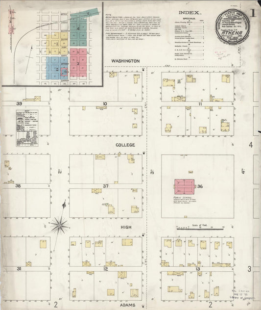 Sanborn Fire Insurance Map from Athena, Umatilla County, Oregon (1896), Sheet #0001 - Complete Map Set gallery image, historic Sanborn map, vintage wall art, Oregon Oregon