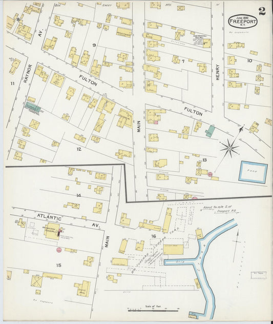 Sanborn Fire Insurance Map from Freeport, Nassau County, New York (1892), Sheet #0002 - Historic Sanborn Fire Insurance Map Print, vintage old map wall art, antique decor, genealogy gift, New York New York map
