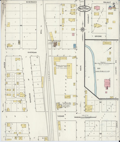 Sanborn Fire Insurance Map from West Point, Cuming County, Nebraska (1921), Sheet #0005 - Complete Map Set gallery image, historic Sanborn map, vintage wall art, Nebraska Nebraska
