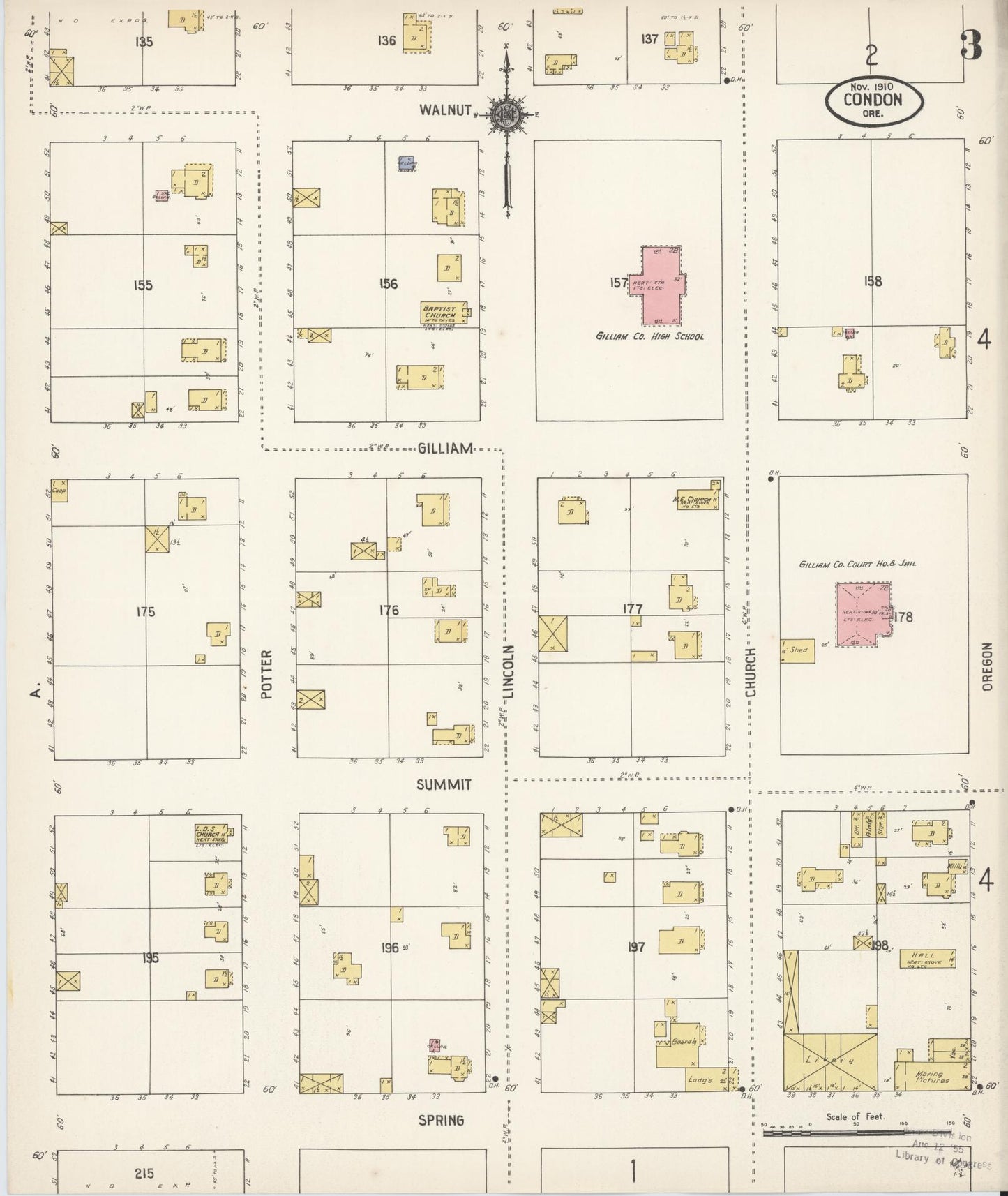 Sanborn Fire Insurance Map from Condon, Gilliam County, Oregon (1910), Sheet #0003 - Complete Map Set gallery image, historic Sanborn map, vintage wall art, Oregon Oregon