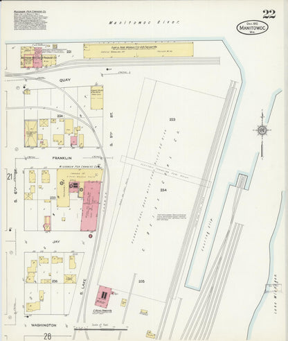 Sanborn Fire Insurance Map from Manitowoc, Manitowoc County, Wisconsin (1912), Sheet #0022 - Complete Map Set gallery image, historic Sanborn map, vintage wall art, Wisconsin Wisconsin