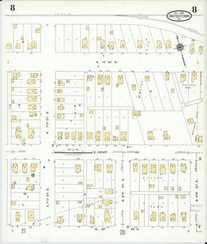 Sanborn Fire Insurance Map from Watertown, Codington County, South Dakota (1923), Sheet #0008 - Complete Map Set gallery image, historic Sanborn map, vintage wall art, South Dakota South Dakota