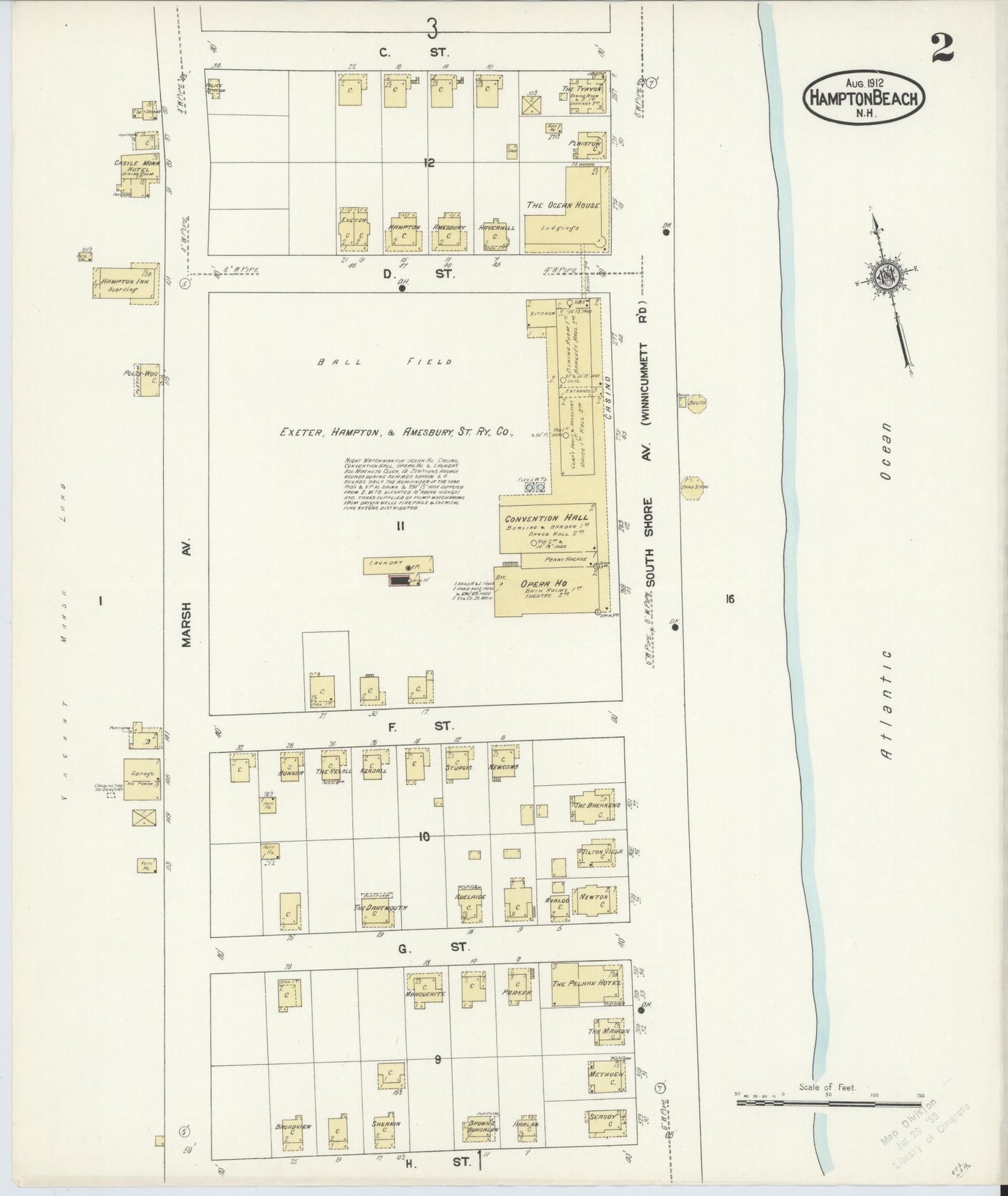 Sanborn Fire Insurance Map from Hampton Beach, Rockingham County, New Hampshire (1912), Sheet #0002 - Complete Map Set gallery image, historic Sanborn map, vintage wall art, New Hampshire New Hampshire