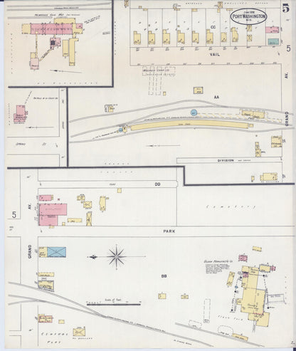 Sanborn Fire Insurance Map from Port Washington, Ozaukee County, Wisconsin (1898), Sheet #0005 - Historic Sanborn Fire Insurance Map Print, vintage old map wall art, antique decor, genealogy gift, Wisconsin Wisconsin map