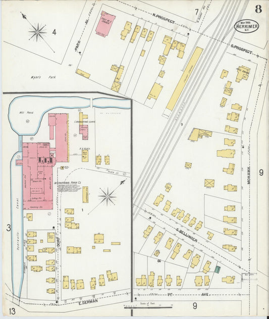 Sanborn Fire Insurance Map from Herkimer, Herkimer County, New York (1900), Sheet #0008 - Historic Sanborn Fire Insurance Map Print, vintage old map wall art, antique decor, genealogy gift, New York New York map